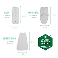SwaddleMe by Ingenuity Comfort Pack Baby Swaddle Set, Size 0-3 Months, 3pk - Baby Elephant