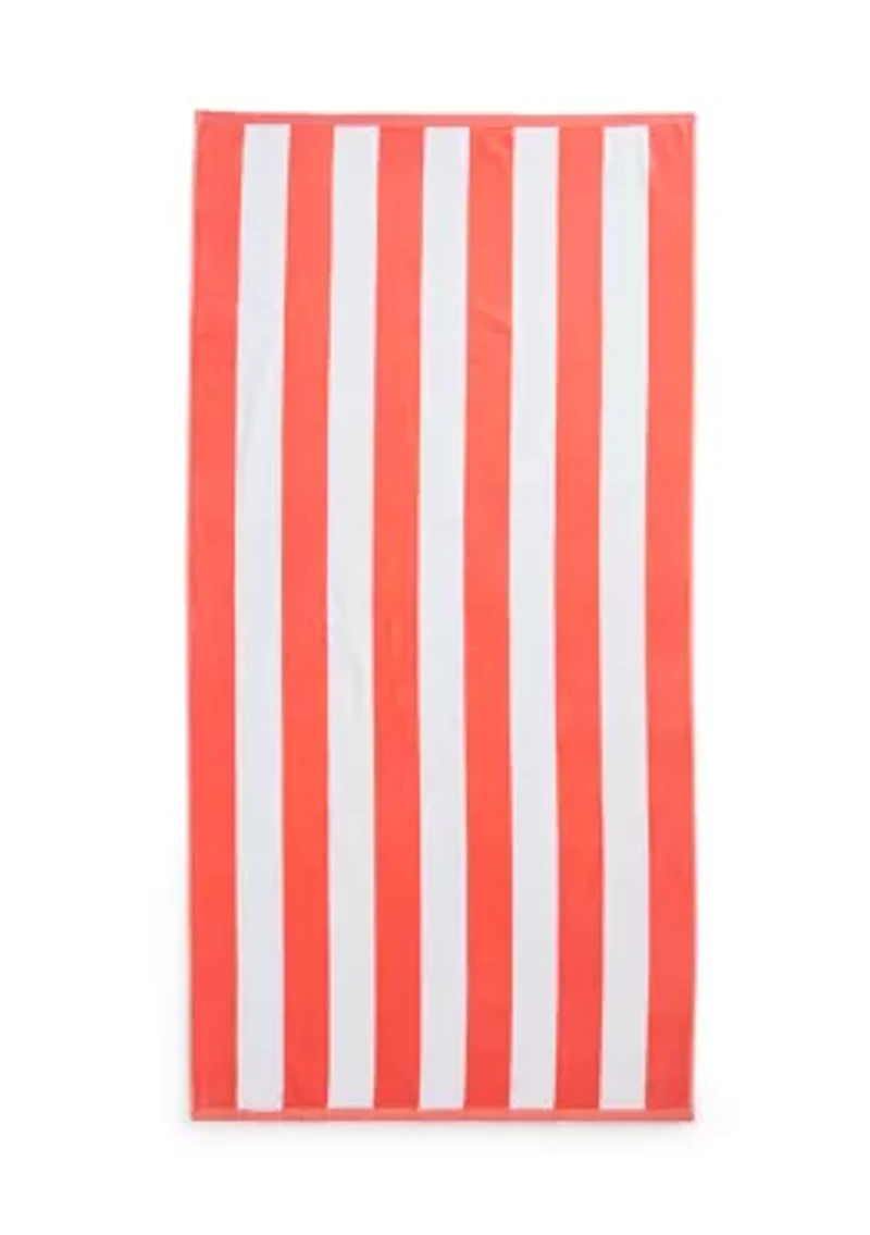 Cabana Stripe Coral Jacquard Beach Towel