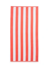 Cabana Stripe Coral Jacquard Beach Towel
