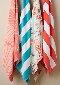 Cabana Stripe Coral Jacquard Beach Towel