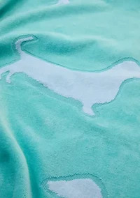 Dachshund Teal Jacquard Beach Towel