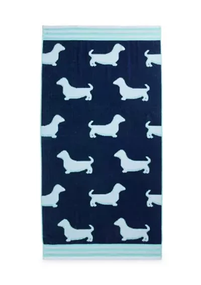 Dachshund Navy Jacquard Oversized Beach Towel