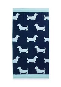Dachshund Navy Jacquard Oversized Beach Towel