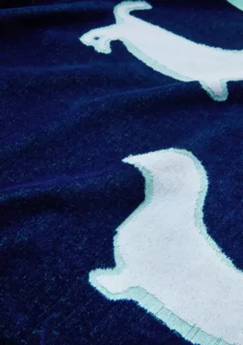 Dachshund Navy Jacquard Oversized Beach Towel