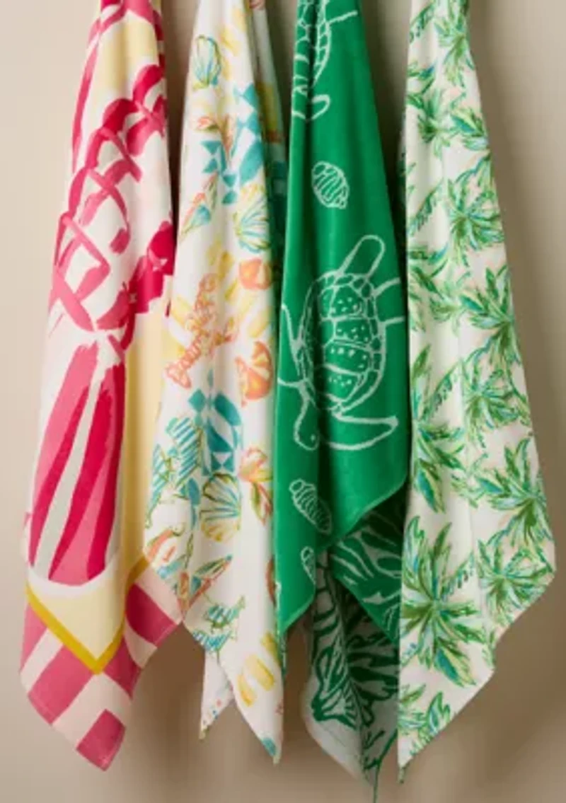 Deep Dive Green Jacquard Beach Towel