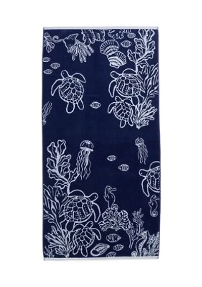 Deep Dave Navy Jacquard Beach Towel