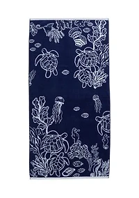 Deep Dave Navy Jacquard Beach Towel