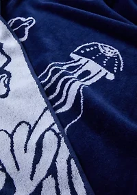 Deep Dave Navy Jacquard Beach Towel