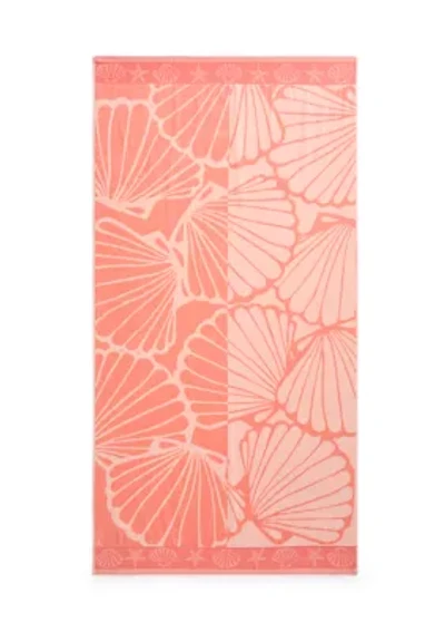 Split Shells Coral Jacquard Beach Towel