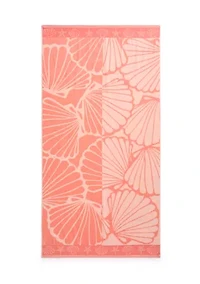 Split Shells Coral Jacquard Beach Towel