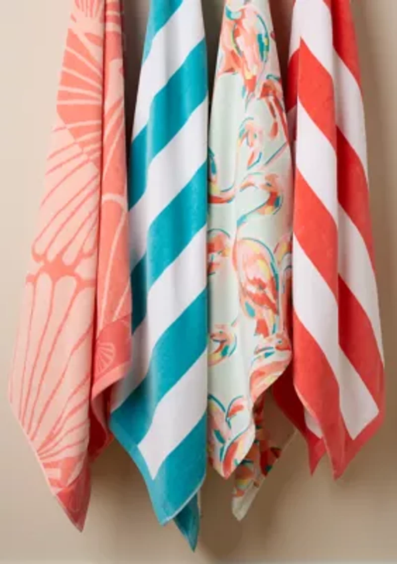Split Shells Coral Jacquard Beach Towel