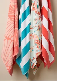 Split Shells Coral Jacquard Beach Towel
