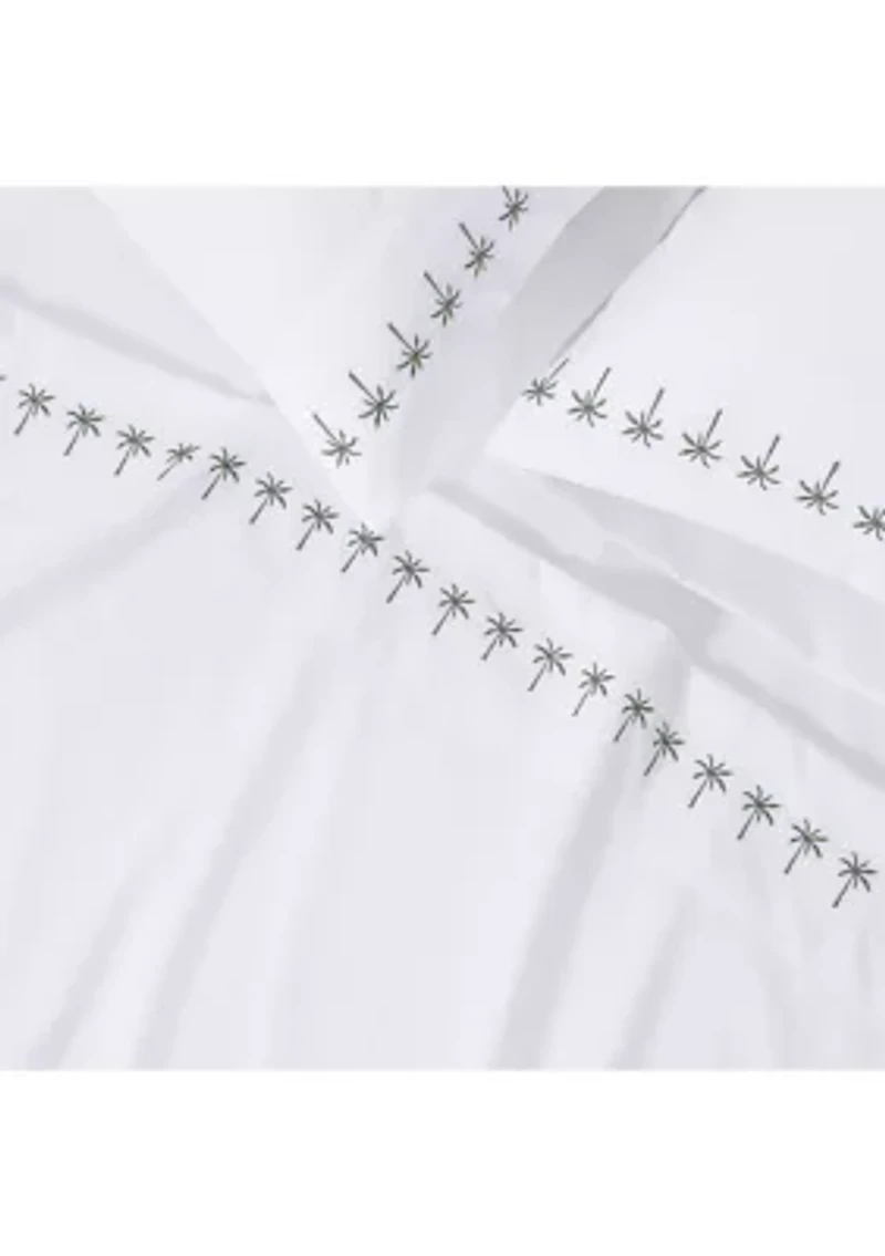Palm Tree Embroidered Border Sheet Set