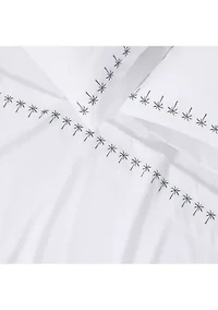 Palm Tree Embroidered Border Sheet Set