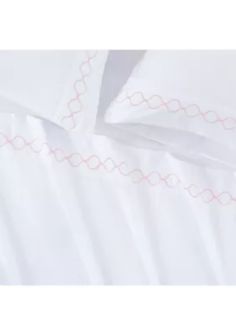 Pillar Pink Embroidered Circles Sheet Set