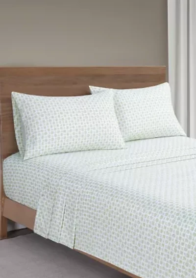 Green Brushed Circle 4 Piece Sheet Set
