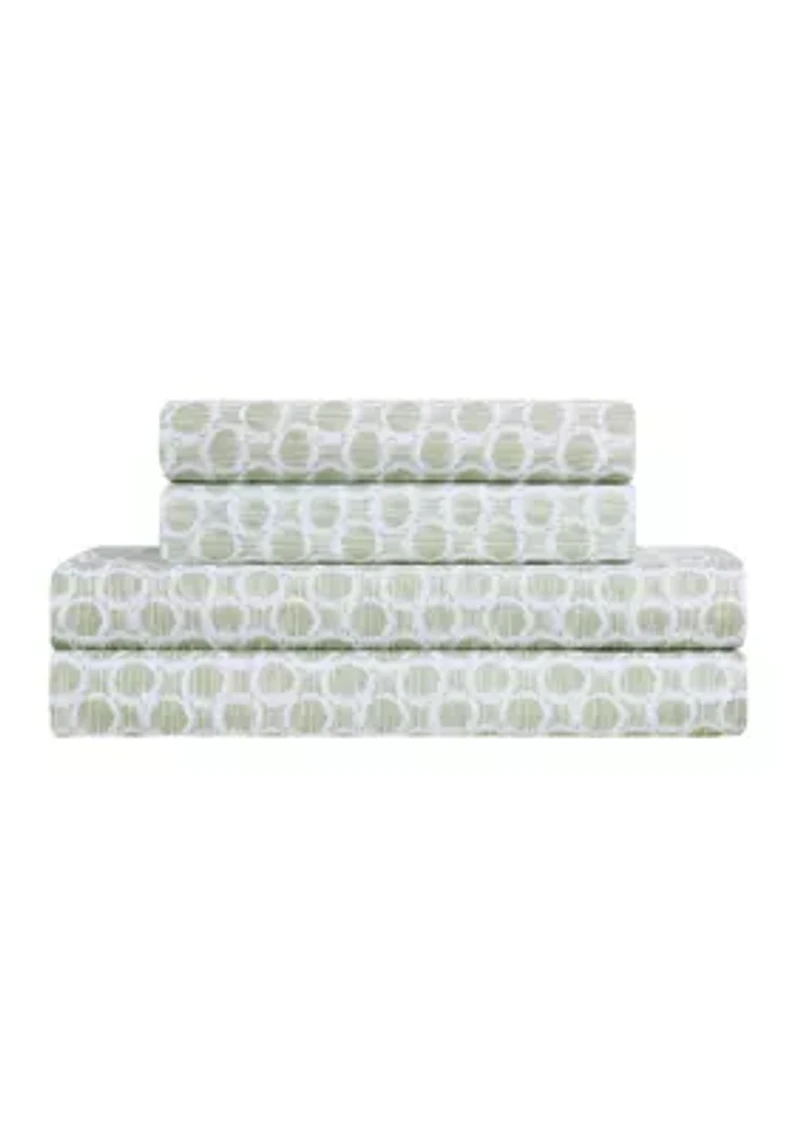 Green Brushed Circle 4 Piece Sheet Set