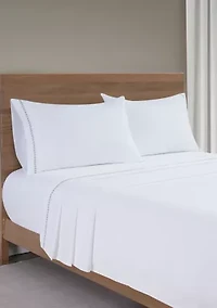Embroidered Green Leaf 4 Piece Sheet Set