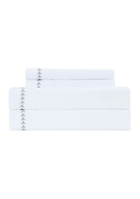 Embroidered Green Leaf 4 Piece Sheet Set