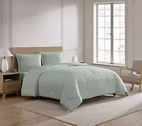 Stearns & Foster Milford Woven Stripe 3 piece Textured Comforter + Sham Set