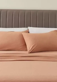 Heathered Melange T-shirt Jersey Knit Cotton Sheet Set