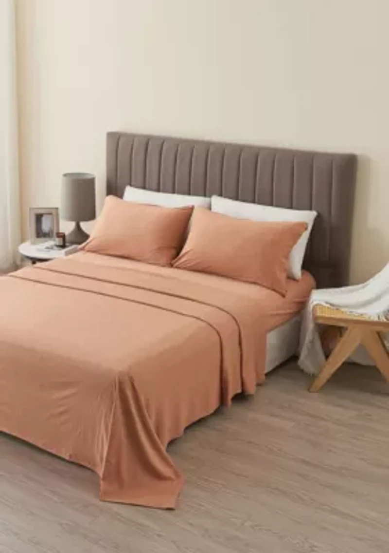 Heathered Melange T-shirt Jersey Knit Cotton Sheet Set