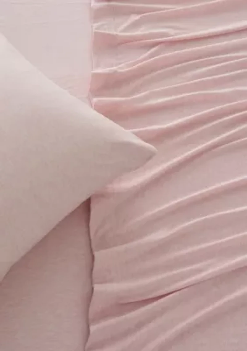 Heathered Melange T-shirt Jersey Knit Cotton Sheet Set