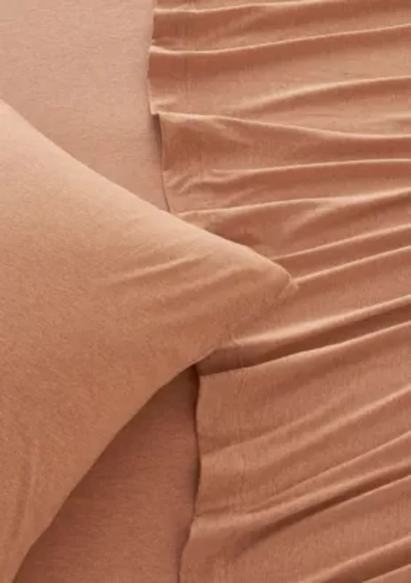 Heathered Melange T-shirt Jersey Knit Cotton Sheet Set