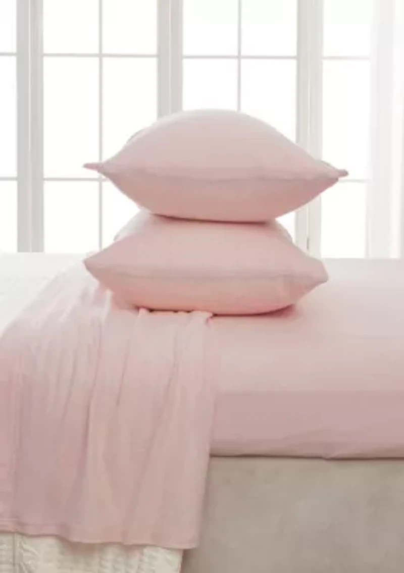 Heathered Melange T-shirt Jersey Knit Cotton Sheet Set