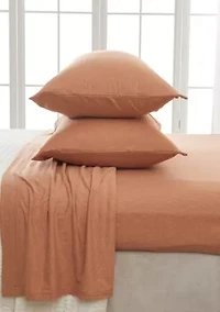 Heathered Melange T-shirt Jersey Knit Cotton Sheet Set