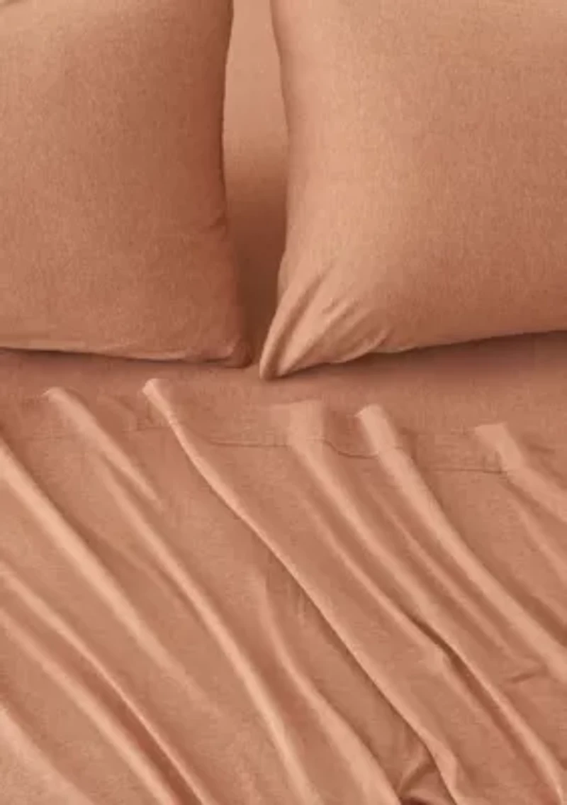 Heathered Melange T-shirt Jersey Knit Cotton Sheet Set