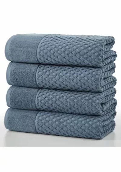 100% Cotton Waffle Diamond 4 Pack Bath Towels