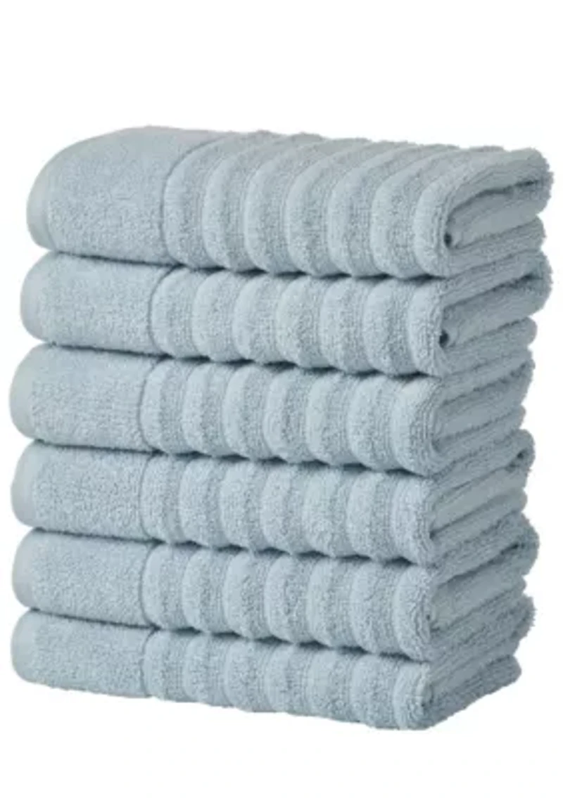 100% Cotton Ribbed 6 Pack Hand Towel