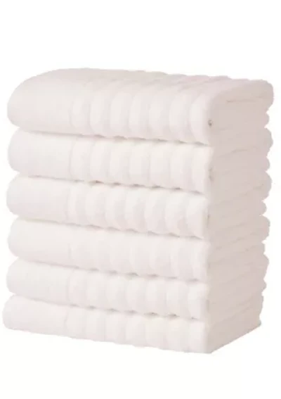 100% Cotton Ribbed 6 Pack Hand Towel