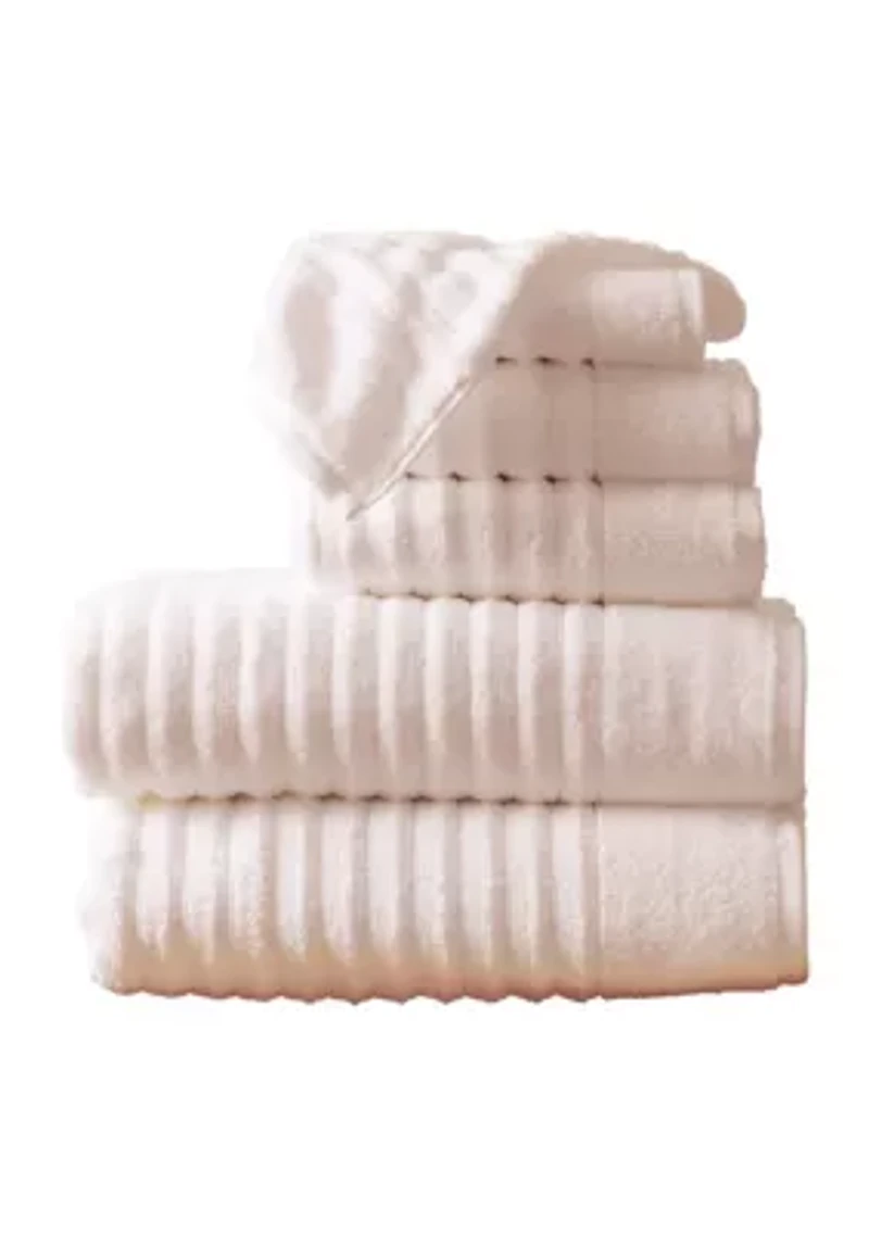 100% Cotton Ribbed 6-Piece Towel Set
