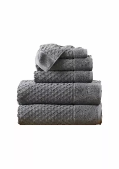 100% Cotton Waffle Diamond 6-Piece Towel Set