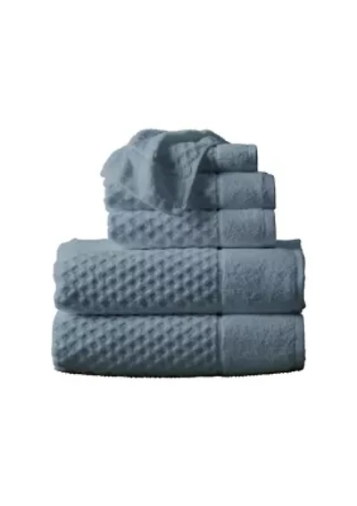100% Cotton Waffle Diamond 6-Piece Towel Set