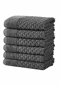100% Cotton Waffle Diamond 6 Pack Hand Towel