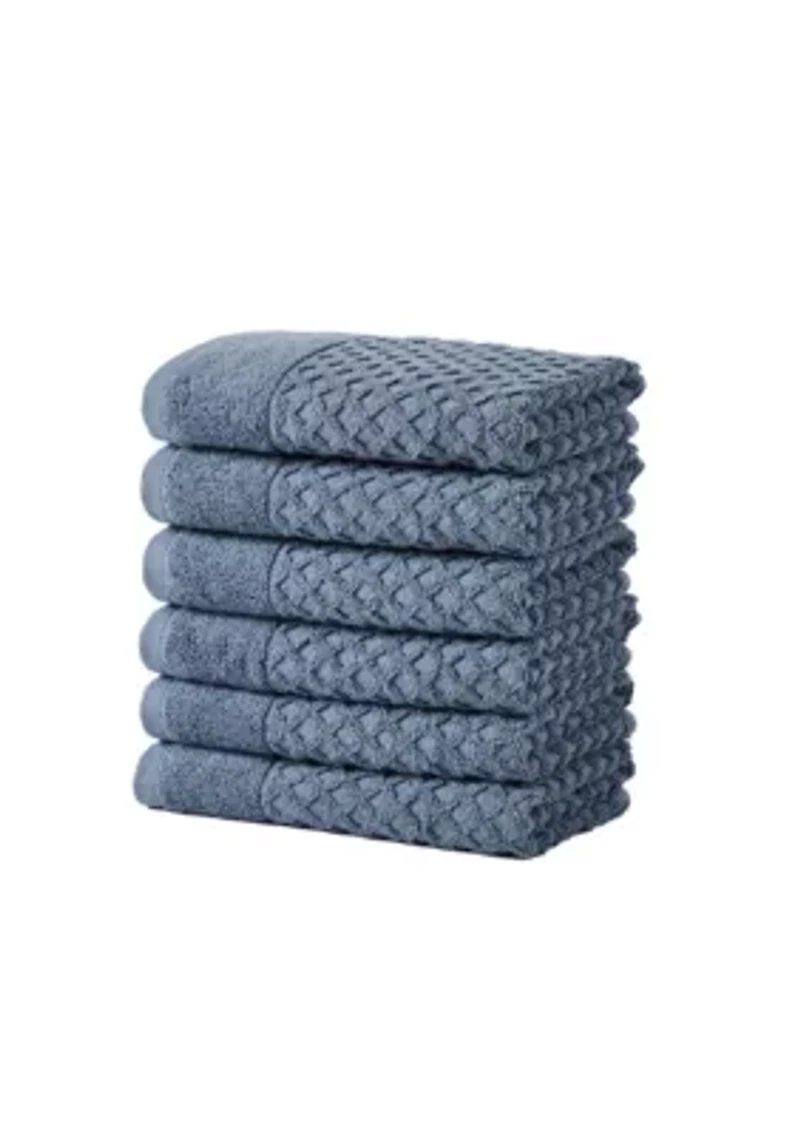 100% Cotton Waffle Diamond 6 Pack Hand Towel
