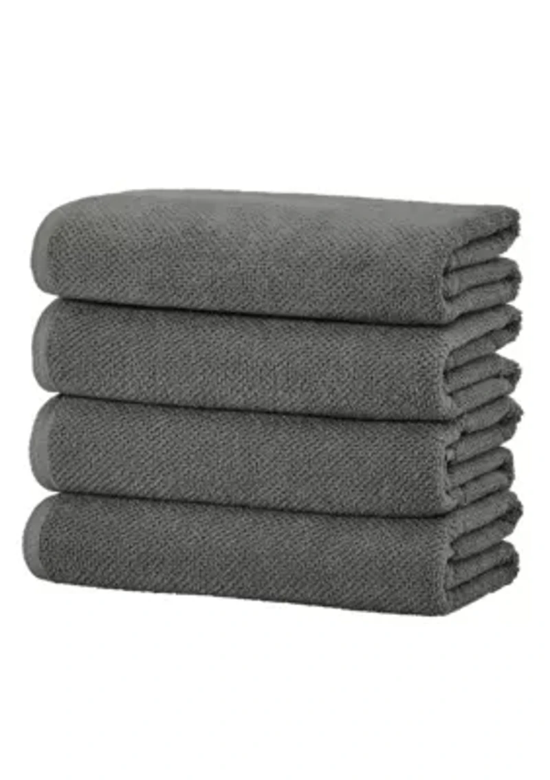 100% Cotton Textured 4 Pack Bath Towels