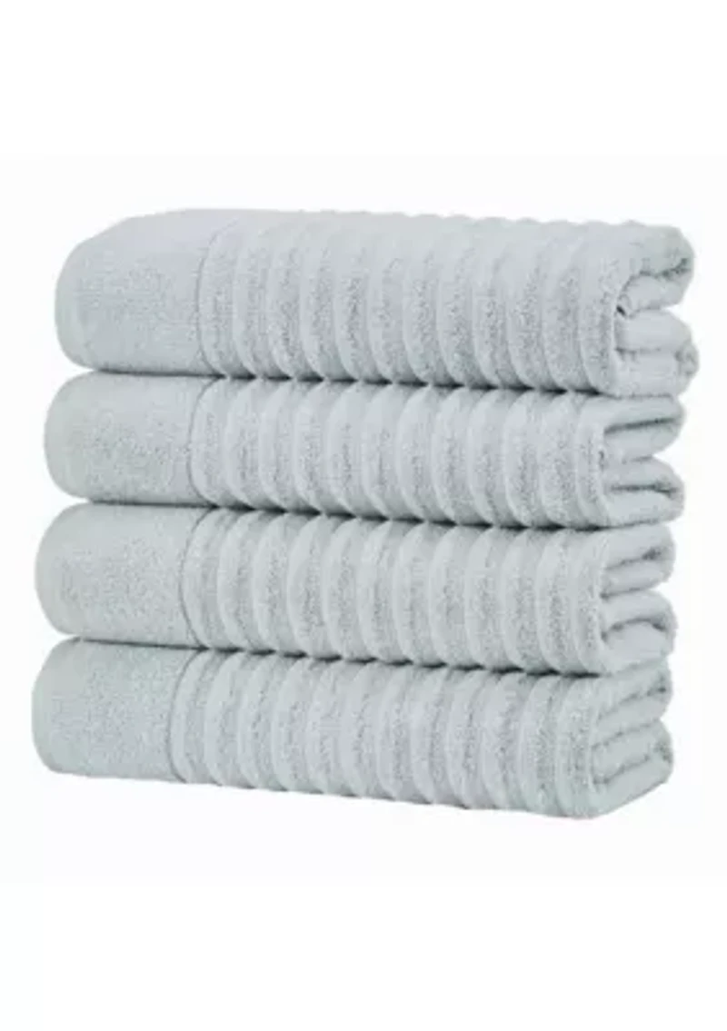 100% Cotton Ribbed 4 Pack Bath Towel