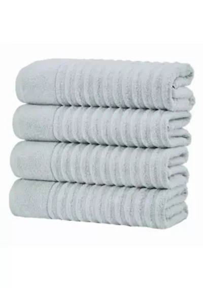 100% Cotton Ribbed 4 Pack Bath Towel