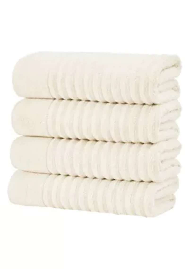 100% Cotton Ribbed 4 Pack Bath Towel