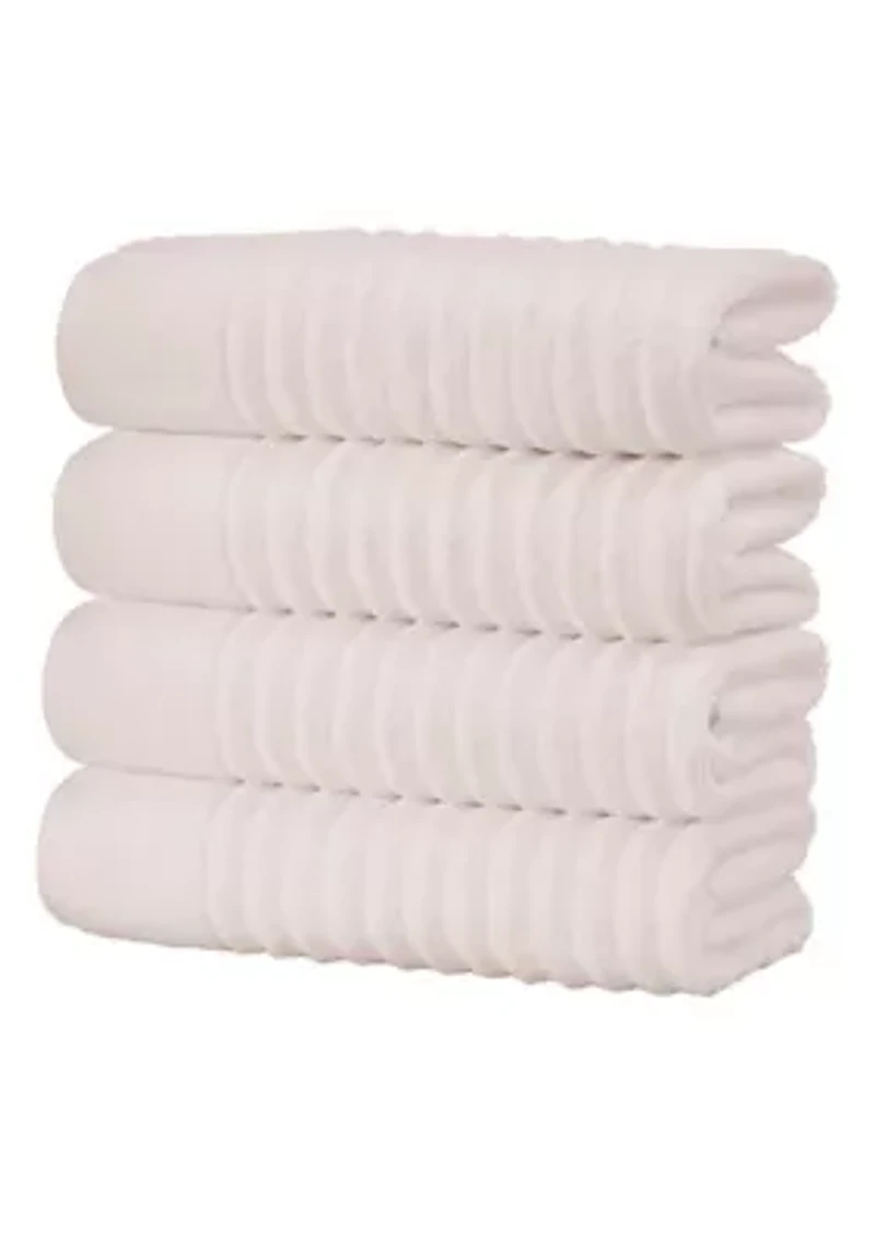 100% Cotton Ribbed 4 Pack Bath Towel
