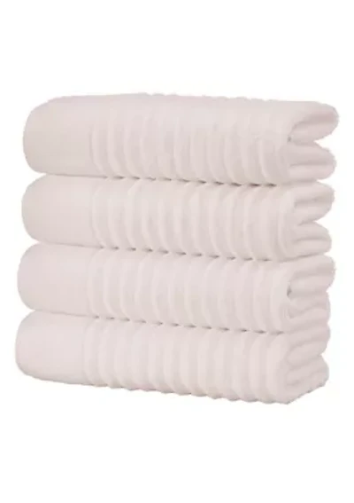 100% Cotton Ribbed 4 Pack Bath Towel