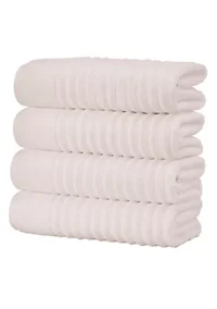 100% Cotton Ribbed 4 Pack Bath Towel