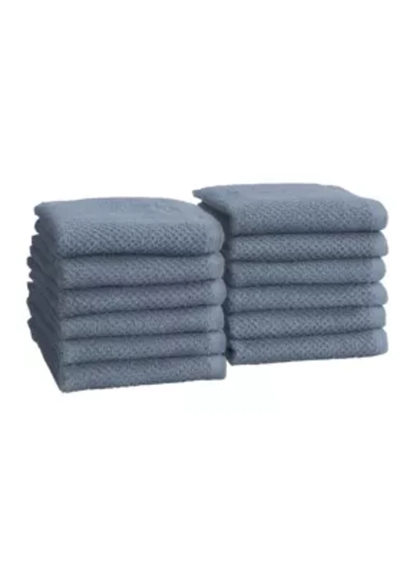 100% Cotton Textured 12 Pack Washcloth Set