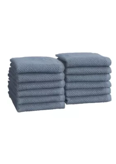 100% Cotton Textured 12 Pack Washcloth Set