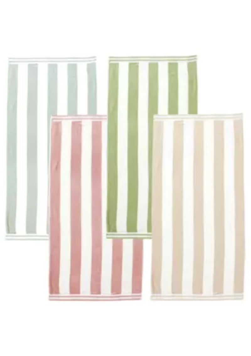 100% Cotton Cabana Beach Towel, 4 Pack