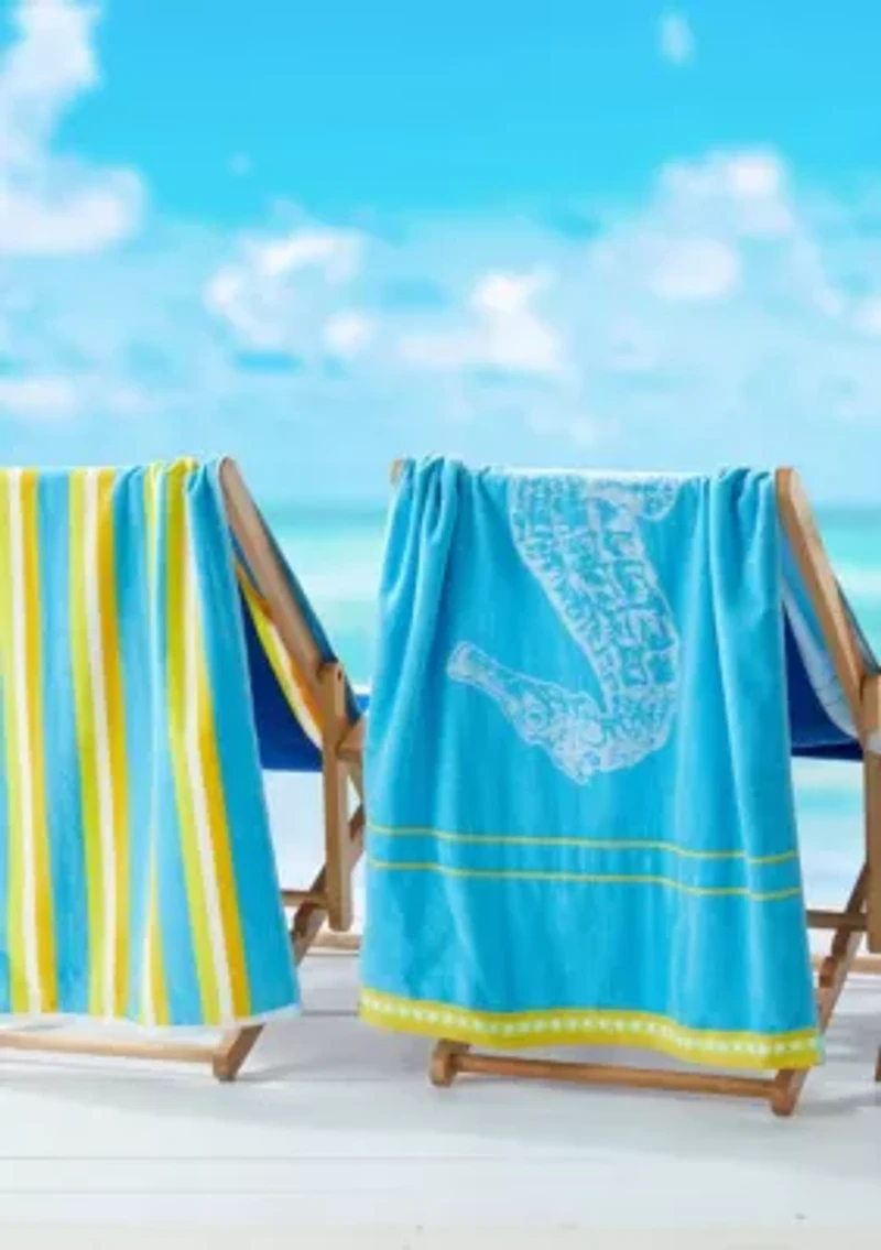 Cotton Printed Beach Towels, 2 Pack